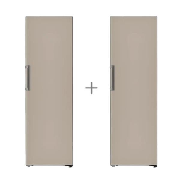 [엘지] 오브제컬렉션 컨버터블 1도어 냉장고 384L + 김치냉장고 324L 글라스 클레이브라운