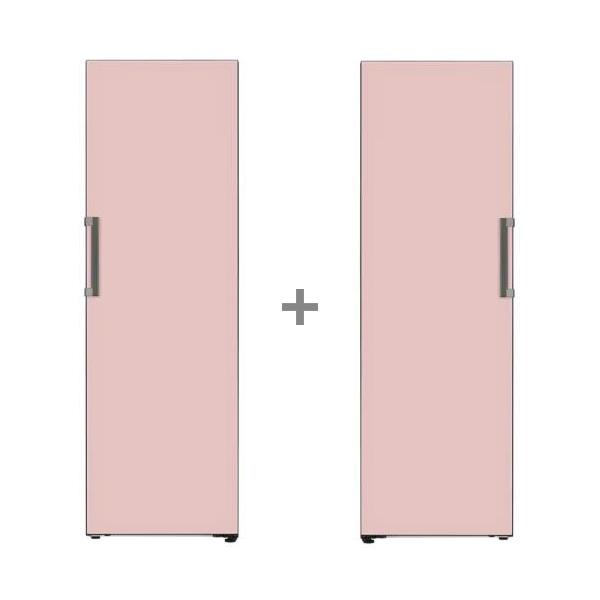 [엘지] 냉동고 321L+핑크 결합 오브제컬레션 컨버터블 냉장고 384L