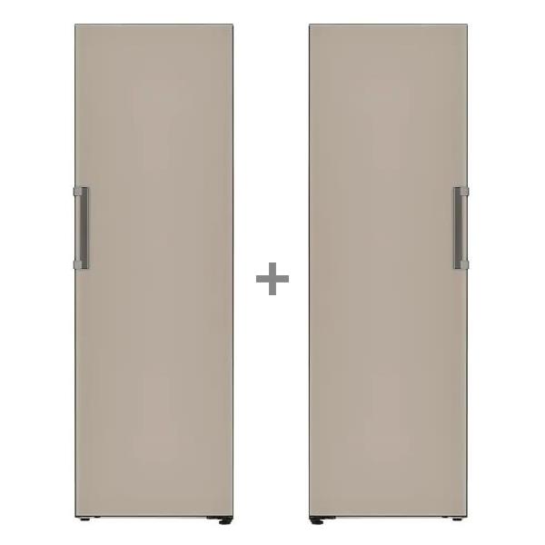 [엘지] 결합 오브제컬레션 컨버터블 냉장고 384L+냉동고 321L 브라운