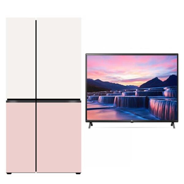 [엘지] 디오스 매직스페이스 오브제컬렉션 냉장고 832L 베이지 핑크+울트라 HD TV ThinQ AI 65인치