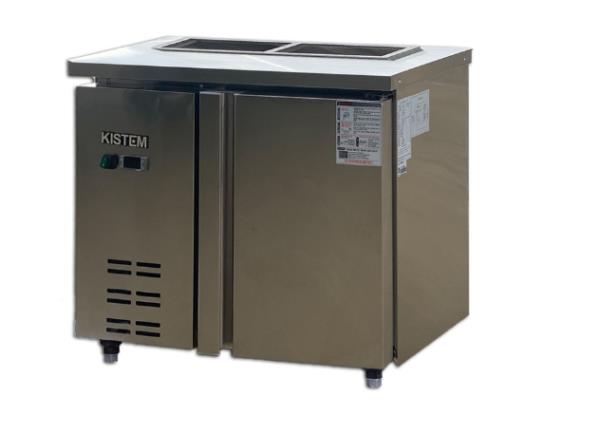 [키스템] 직냉식 디지털 업소용 반찬냉장고 가로 900 올스텐 뒷줄 밧드1/2전용 183L