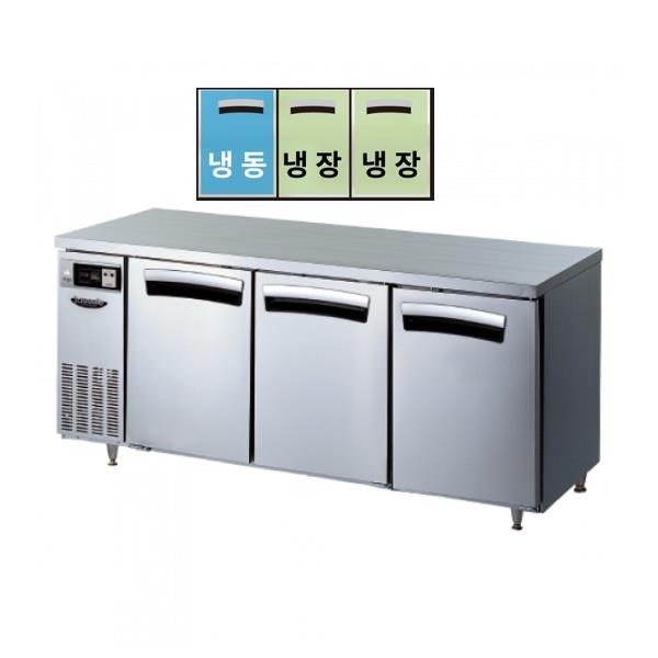 [라셀르] 직냉식 올스텐 업소용 테이블형 냉장고241L+냉동고177L 3도어 가로 1800 자동성에X