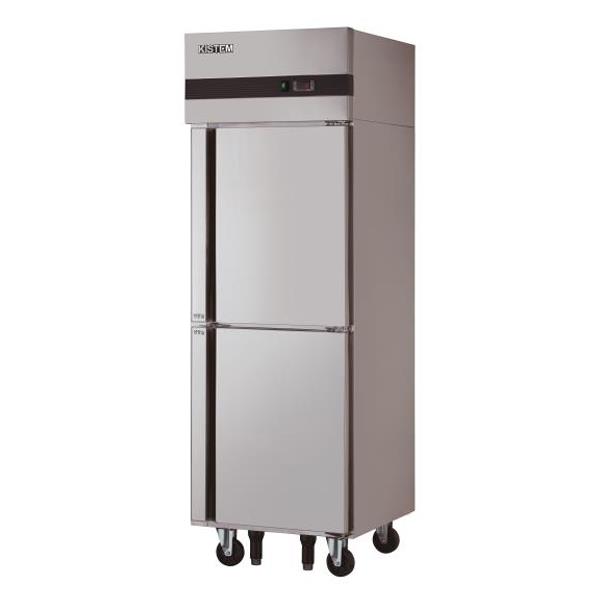 [키스템] 직냉식 디지털 업소용냉장고 냉장전용 수직형 25박스 2도어 올스텐 369L