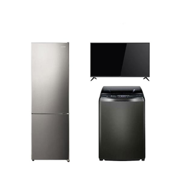 [루컴즈전자] 결합3종 2도어 냉장고 262L 메탈실버+전자동 세탁기 16kg 티타늄+UHD TV 65인치 벽걸이형