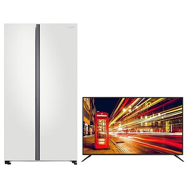 [삼성] 결합2종 양문형 냉장고 852L 코타화이트+UHD TV 55인치 스탠드형